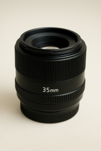 Foto comparativa de un 35mm y un 50mm montados en cámara y ejemplos de fotos urbanas